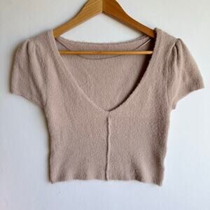 Free People Cropped Fuzzy Sweater